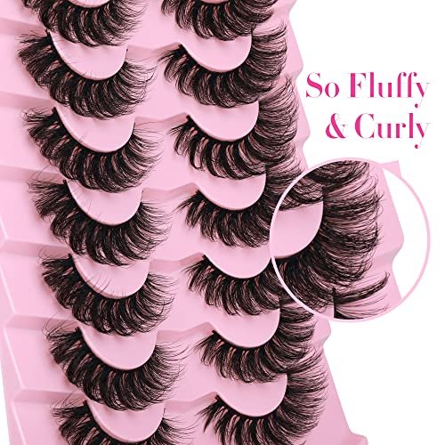 JIMIRE Mink Lashes Fluffy Cat Eye Lashes Wispy 6D Volume False Eyelashes Look Like Extensions Thick Soft Curly Fake Lashes 7 Pairs Pack - Image 4