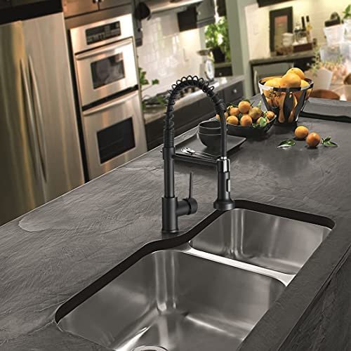 OWOFAN Black Kitchen Faucet with Pull Down Sprayer Stainless Steel Single Handle Pull Out Spring Sink Faucets 1 Hole Or 3 Hole Dual Function for Farmhouse Camper Laundry Utility Rv Wet Bar - Image 8