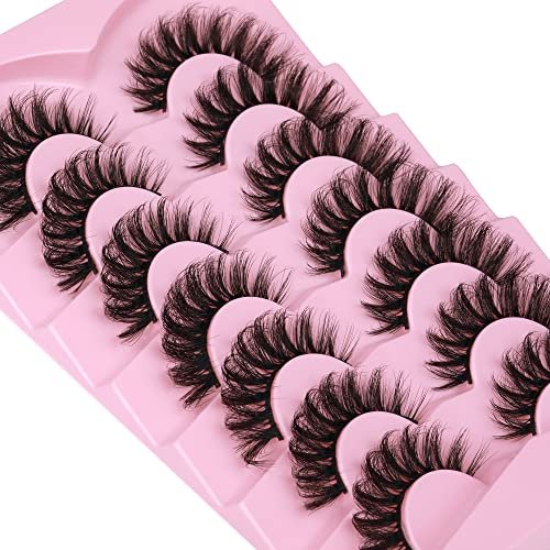 JIMIRE Mink Lashes Fluffy Cat Eye Lashes Wispy 6D Volume False Eyelashes Look Like Extensions Thick Soft Curly Fake Lashes 7 Pairs Pack - Image 7