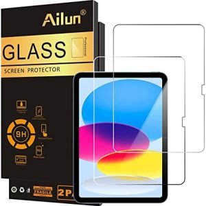 Ailun 2 Pack Screen Protector for iPad 10th Generation 10.9 Inch Display 2022 Tempered Glass [Face ID & Apple Pencil Compatible] Ultra Sensitive Case Friendly [2 Pack]